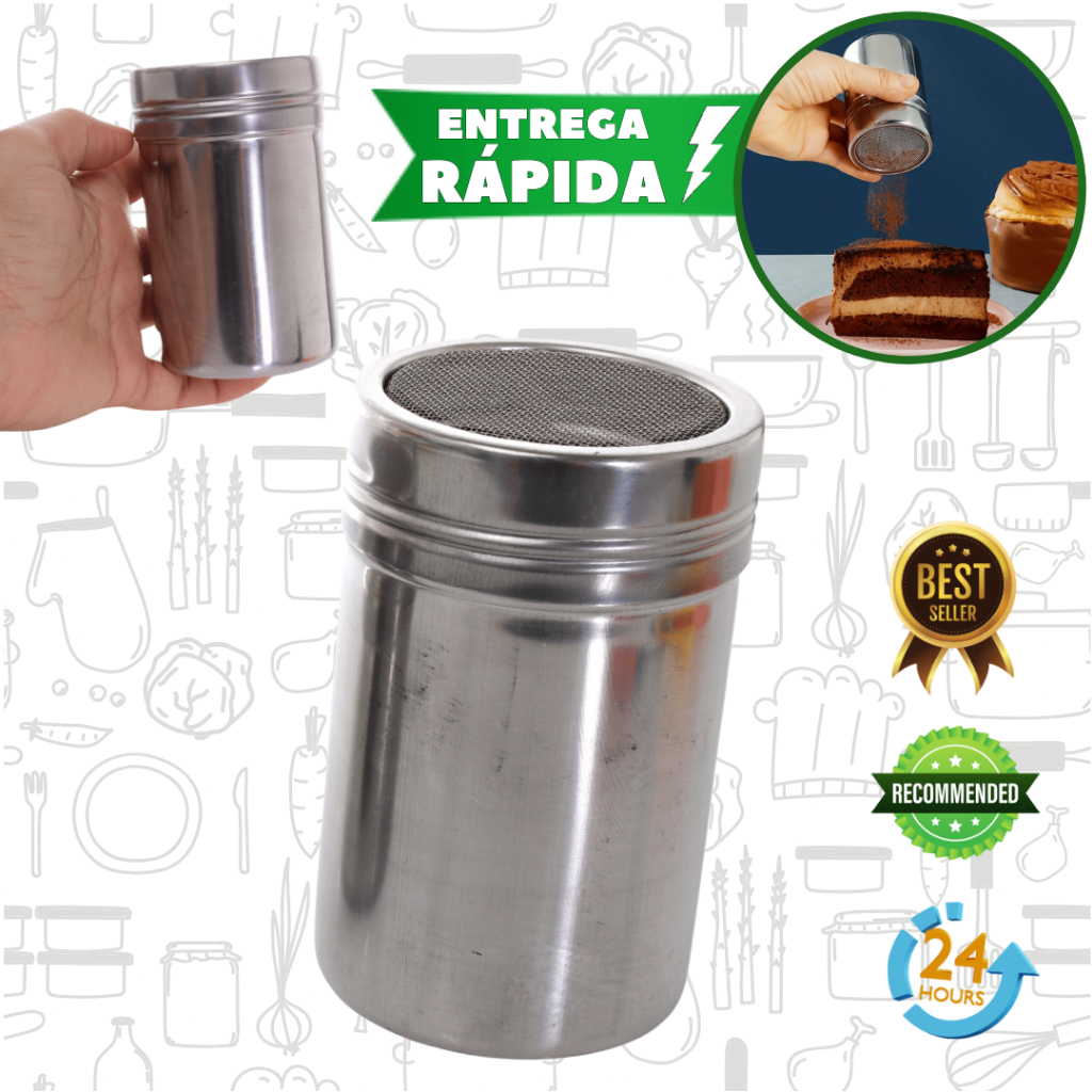 Saleiro Pote Para Tempero Em Inox 7cm X 11cm para organizar seus temperos cozinha mantimento acuçar