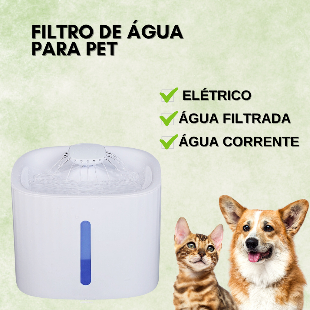 Bebedouro Fonte de Água Elevado Automático Com Filtro Para Pet Gato & Cachorro