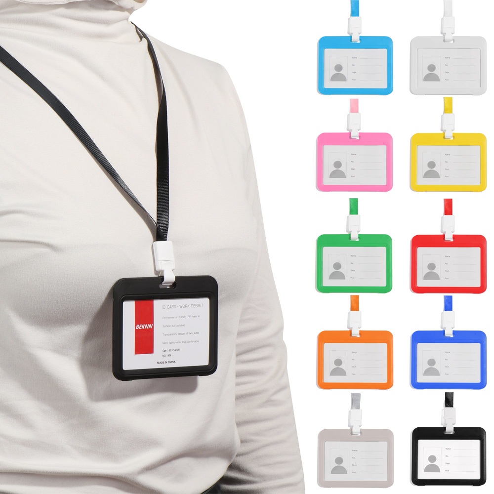 Kit 12 Cordão e Porta Crachá cartão vertical alta qualidade para estudante escritórios e presentes em Oferta na Shopee