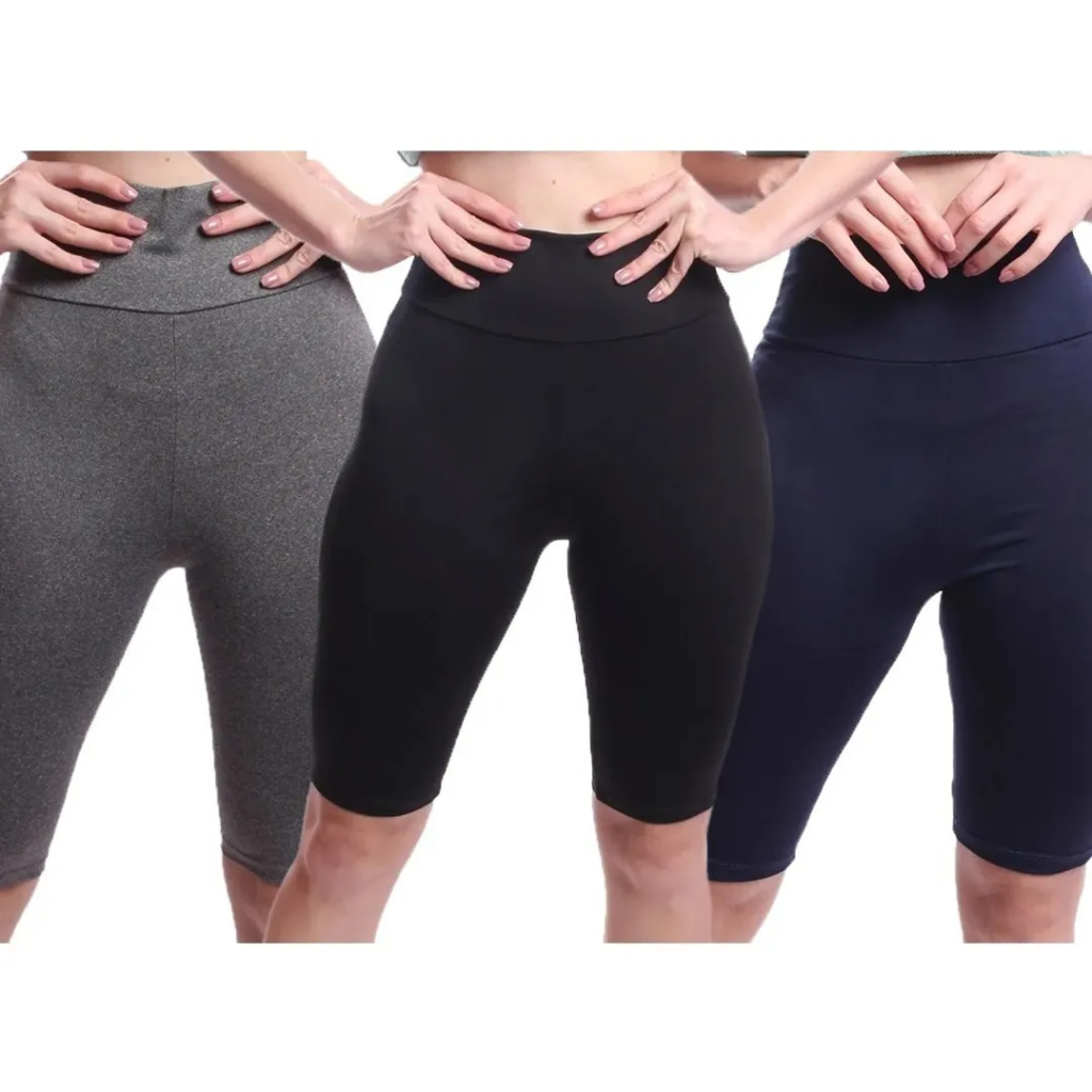 Short Feminina Bermuda Legging Academia Suplex Fitness  Cintura Alta Exercício Verão Ginástica Mulher