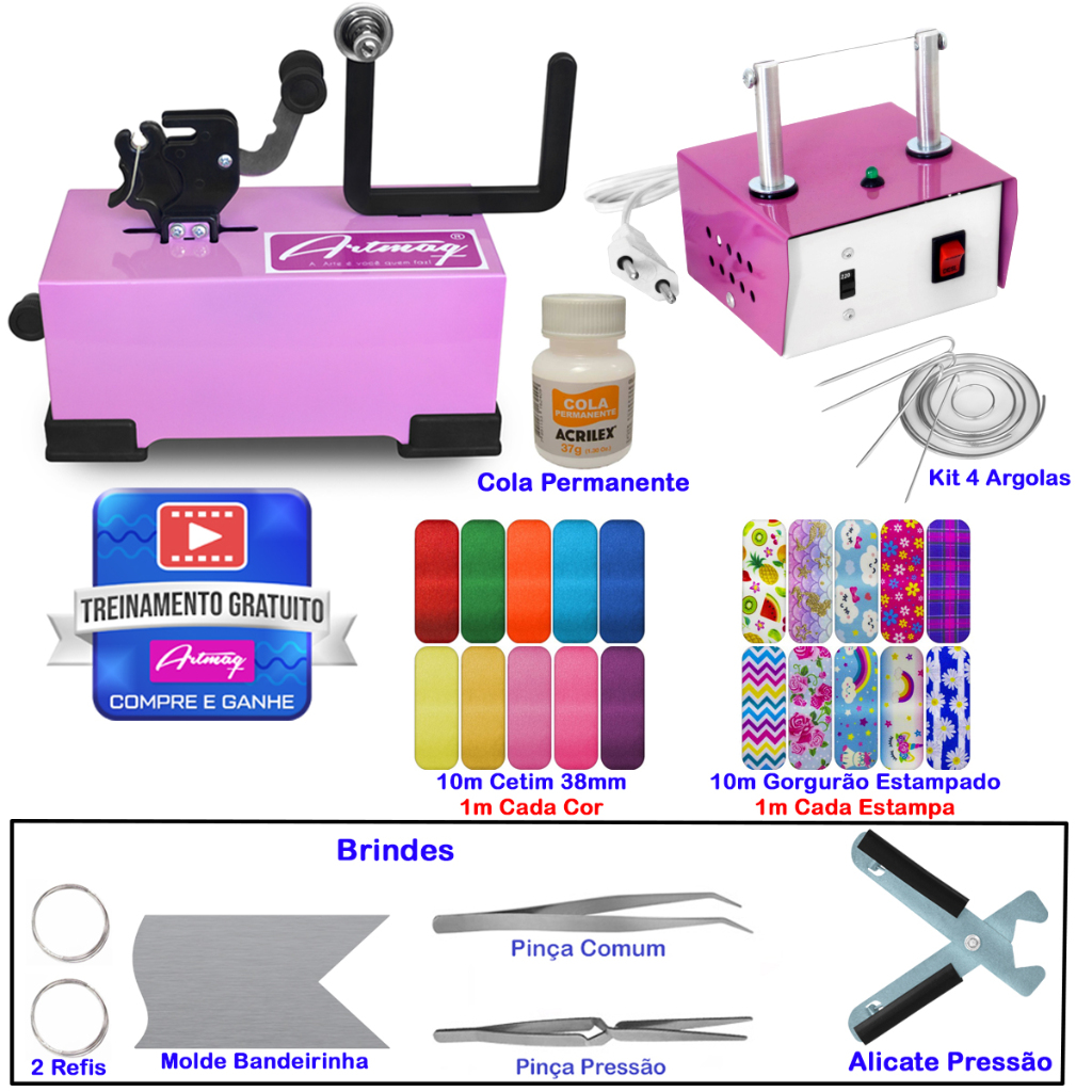 Maquina De Laços + Máquina De Cortar Fita Fuxico - Kit Pinça em Oferta na Shopee