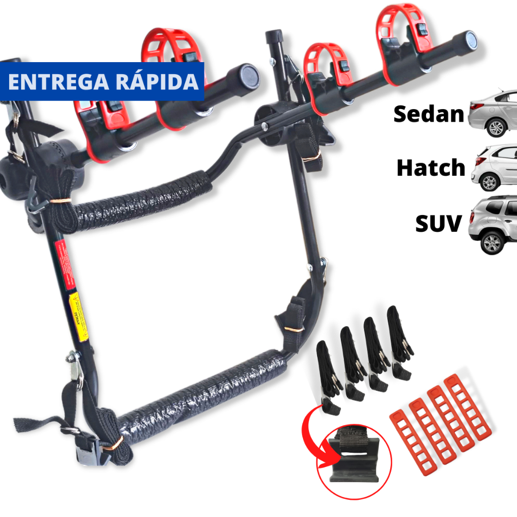 SUPORTE UNIVERSAL TRANSBIKE PARA 2 BIKES CARRO HATCH SEDAN SUV