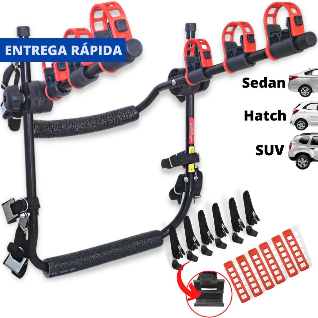 SUPORTE TRANSBIKE CARRO HATCH SEDAN SUV PARA 3 BICICLETAS