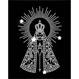 Aplique NOSSA SENHORA prata em strass hotfix termocolante. em Oferta na Shopee