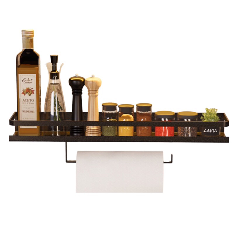 Prateleira De Utensílios Para Cozinha Temperos 50cm Preto Fosco em Oferta na Shopee
