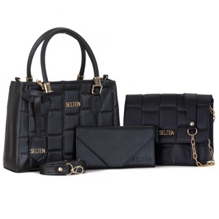 Kit Bolsas Femininas Tranversal Tijolinho + Carteira Selten