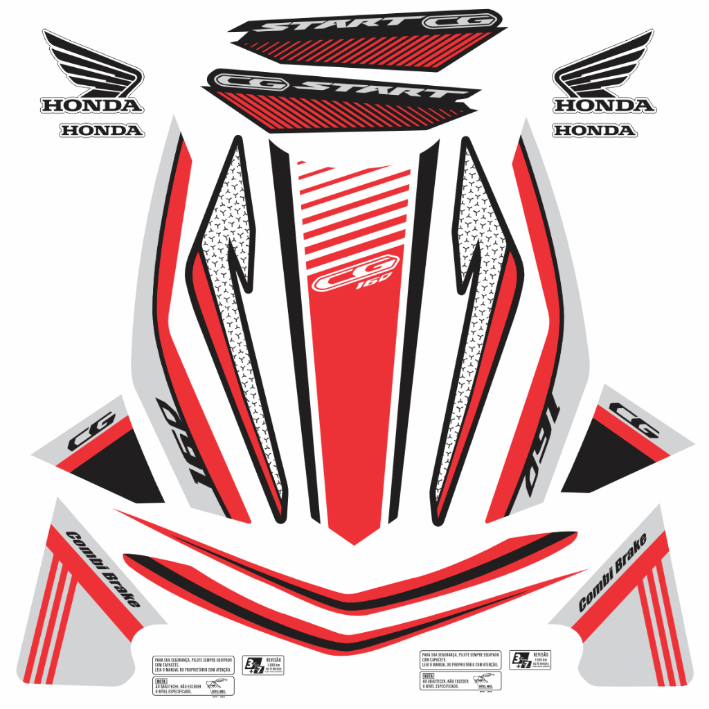 KIT - ADESIVO PARA MOTO - CG START 160 - VERMELHO