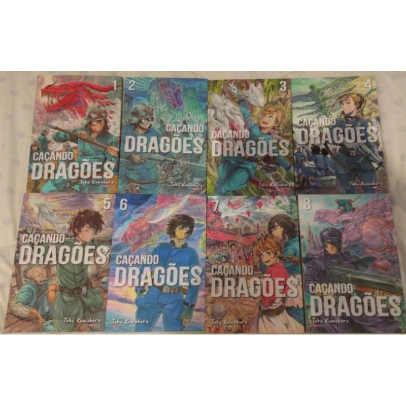 coleção mangá caçando dragões 1 ao 8 panini drifting dragons