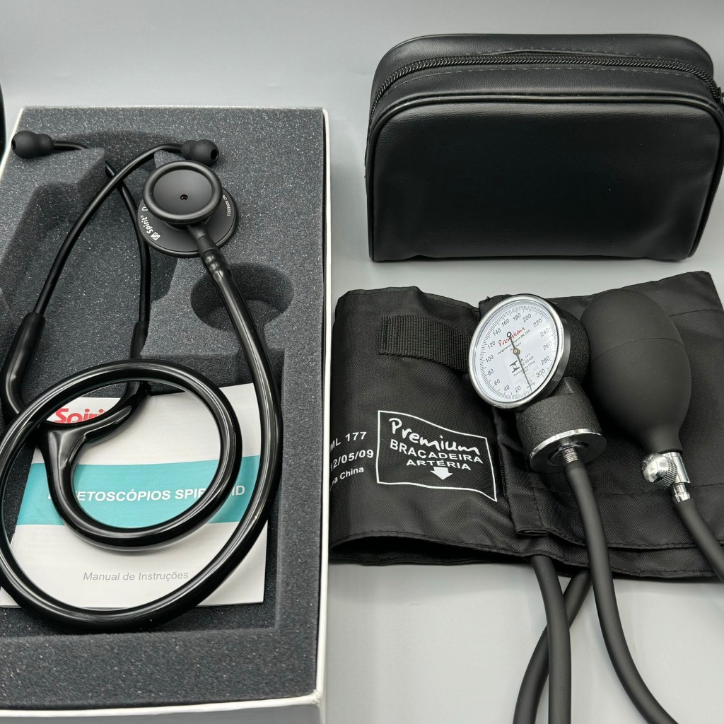 Kit Acadêmico Estetoscópio Spirit Pro-Lite Black Edition + Esfigmomanômetro Aparelho de Pressão Premium em Oferta na Shopee