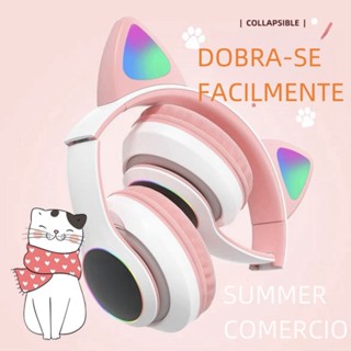 fone gato Fone De Ouvido carinha Sem Fio Bluetooth Com Orelhas De Gato Aleátorio