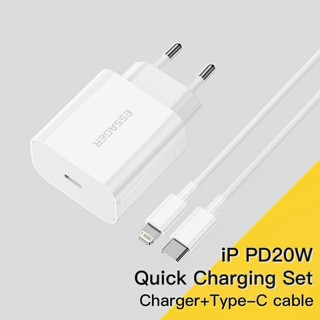 Carregador Turbo 20w Essager iPhone / IPAD Com Cabo Tipo-C Lightning