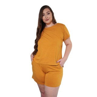 Conjunto Shorts T-Shirt Plus Size Moda Conforto Home Office
