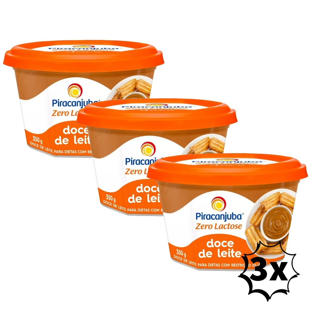 Kit 3 Doce De Leite Zero Lactose Piracanjuba Pote 350g