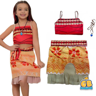 Fantasia Roupa Moana Infantil de Alcinha com Colar para Festas Aniversário