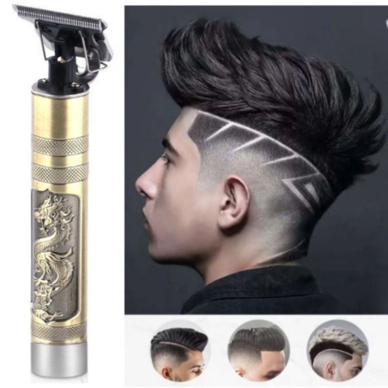 máquina de cortar cabelo para barba masculina designer elétrico dourado. faça corte com um acabamento impecável com essa máquina