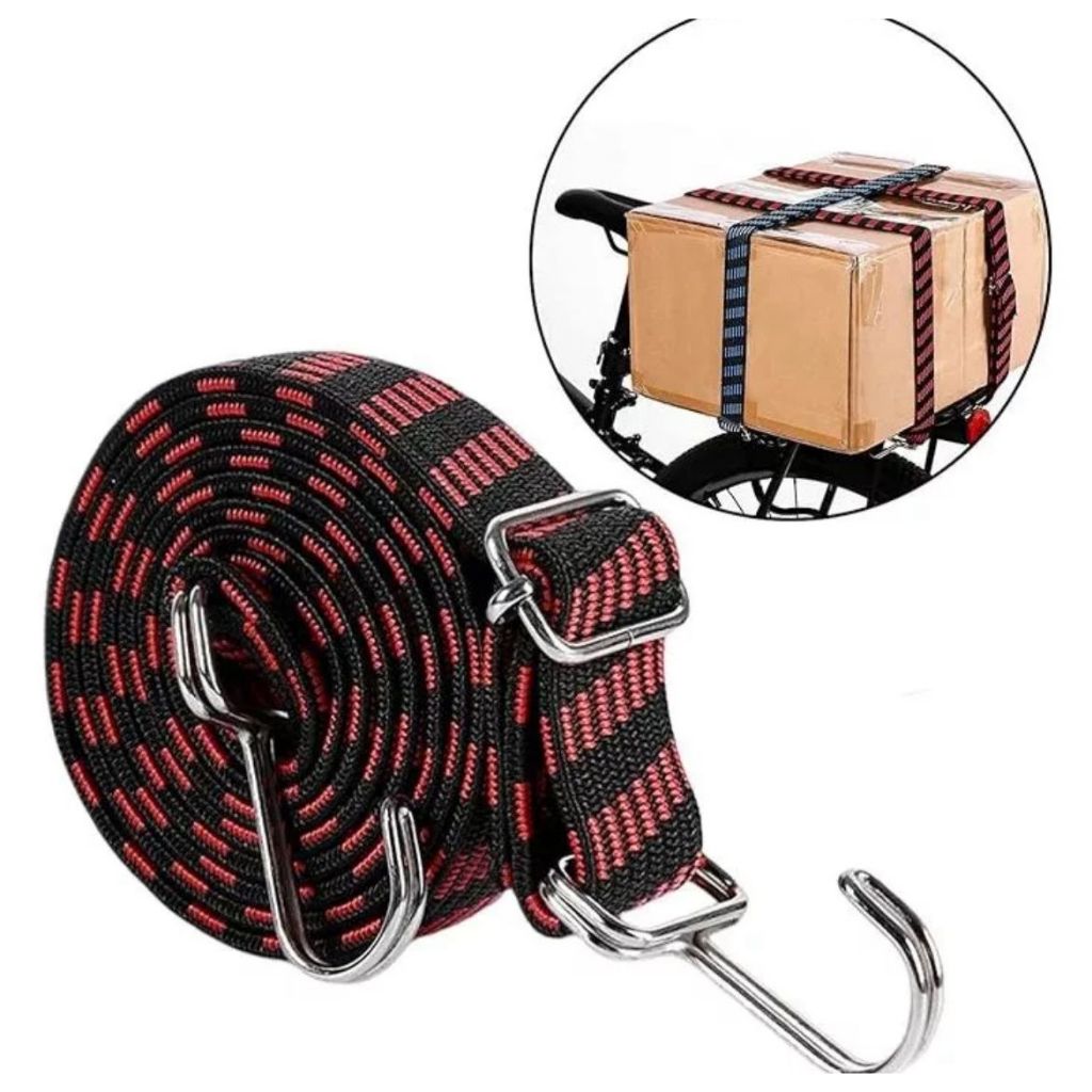 Corda Faixa Elástica com Ganchos para Amarração de Bagagem Própria para Carro Bike Moto Caminhão Barco Lonas Barracas