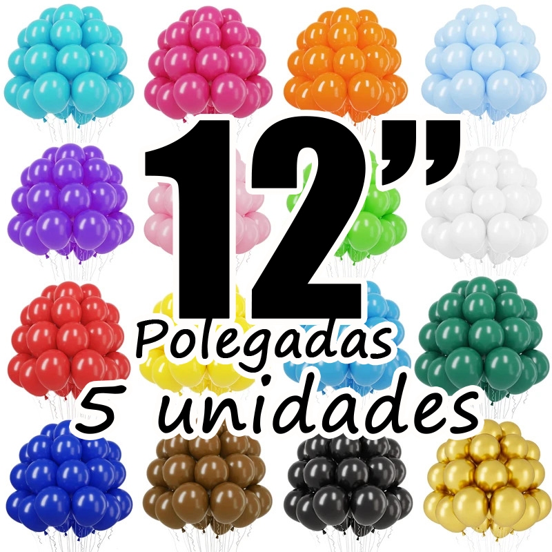 🎈 Balão de Látex 12 Polegadas - 5 Unidades | Balão Profissional para Festa de Aniversário em Oferta na Shopee