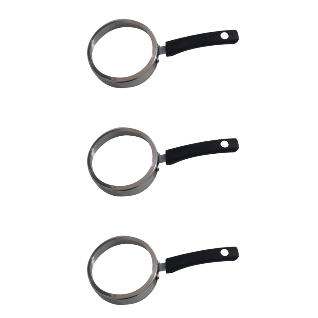 Kit 3 Modeladores Forma Aro Ovo Redondo Inox Molde Chapa Fogão