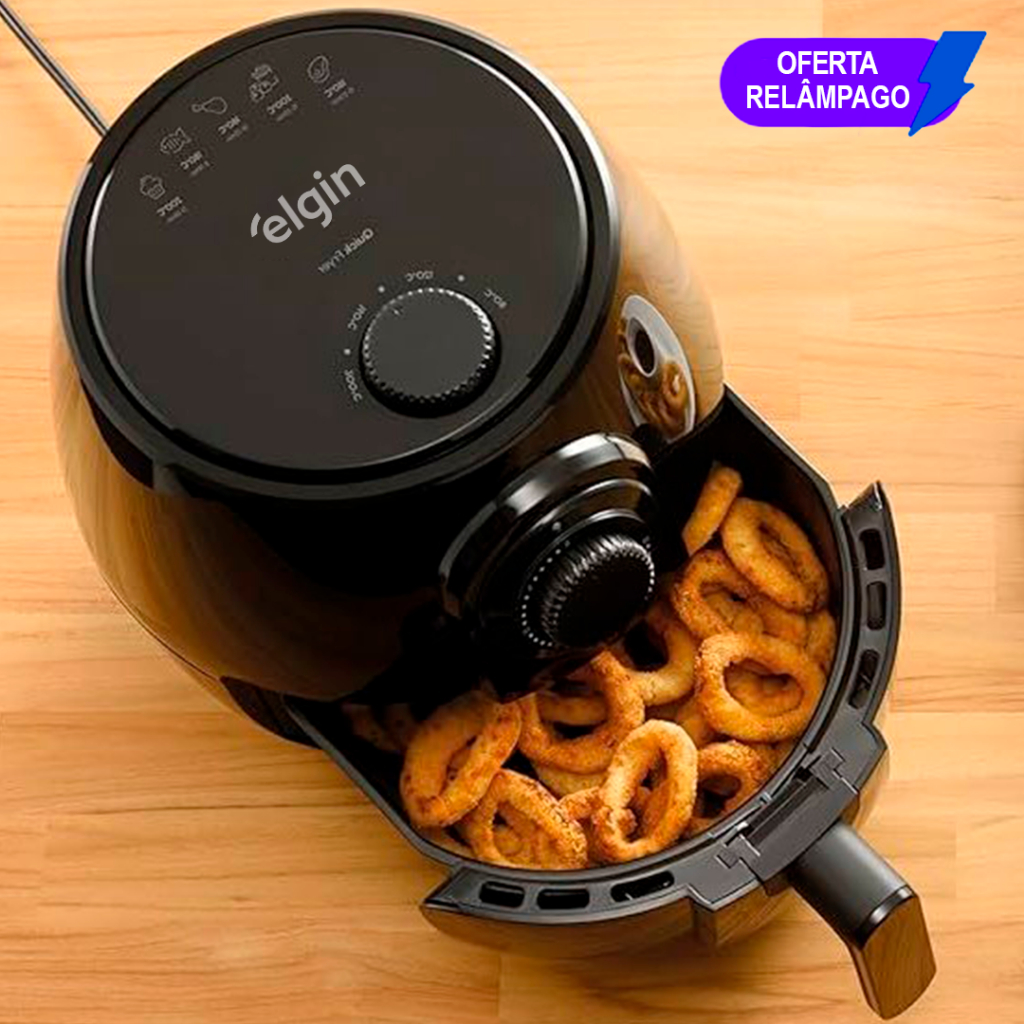 Fritadeira Elétrica Air Fryer Sem Oleo 4 litros Quick Elgin Preta