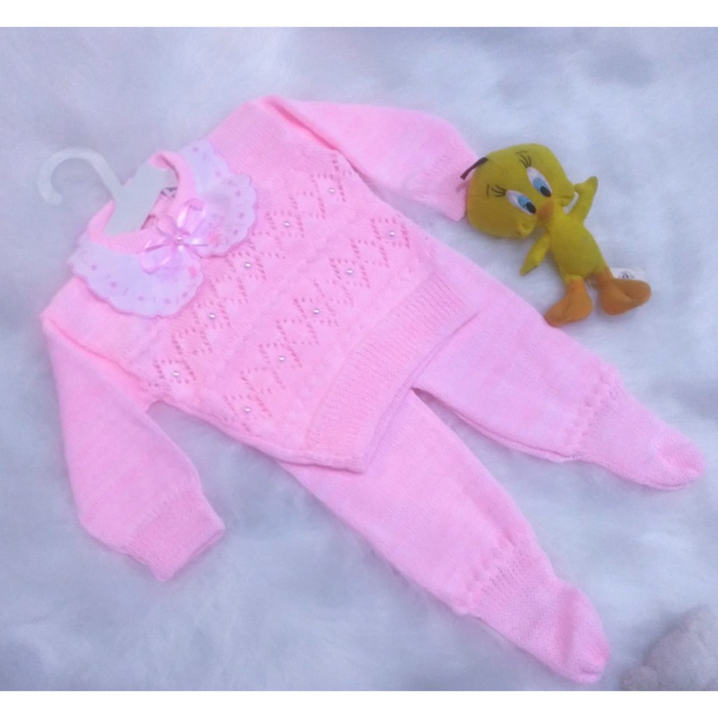 Roupinha para Bebê Reborn Rosa - Saída de Maternidade Luxo Detalhes de pérolas