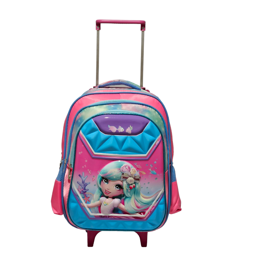 Mochila De Carrinho Escolar Femenina Alto Relevo 3d Grande