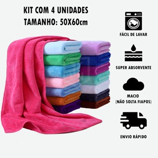 Kit 4 Panos Mágico de Chão Grande Super Absorvente de Microfibra para Limpeza Geral 50x60c...