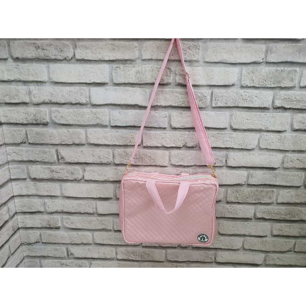 Mala Bolsa Ombro Viagem Pet Couro Sintetico Rosa Baby Lavavel Alça Regulável