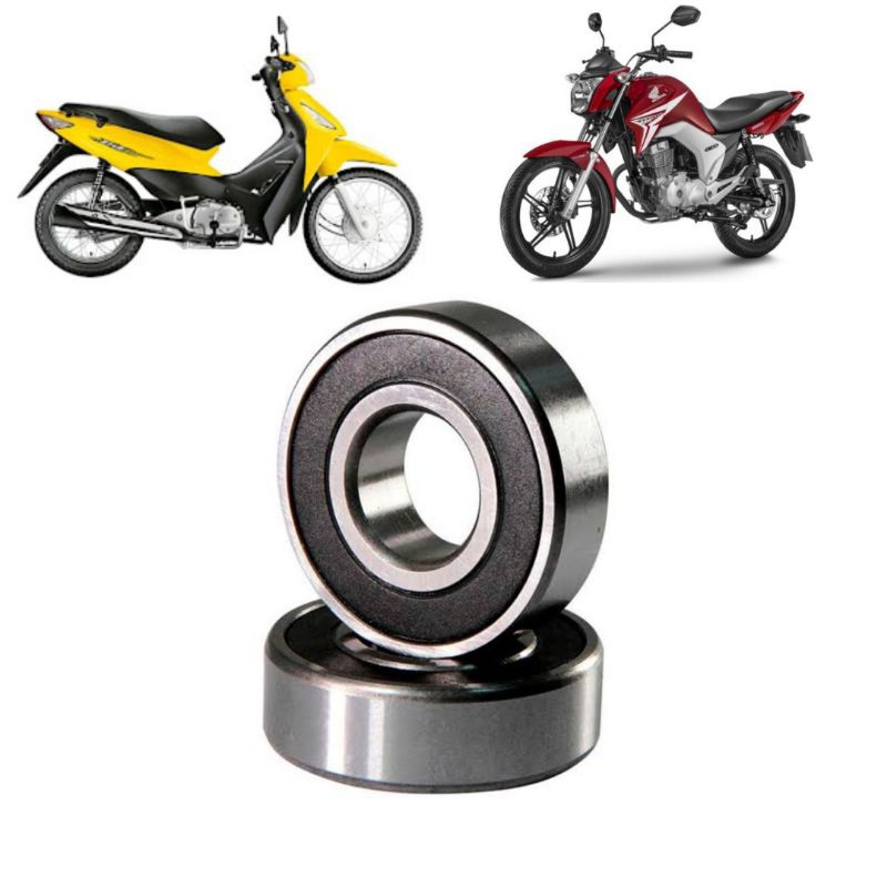 PAR ROLAMENTOS 6301, RODA DIANTEIRA MOTO HONDA BIZ/ FAN/TITAN/ 125/150/160/BROS 125/150/160.