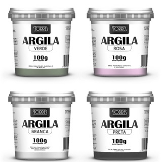 Combo 4 Argilas 100g no pote Máscara Facial (VERDE, ROSA, BRANCA e PRETA)
