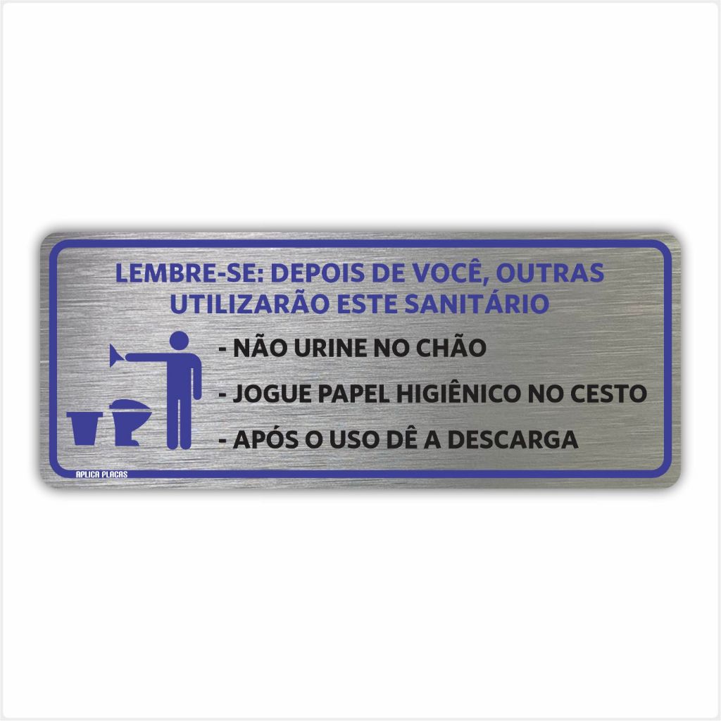 Placa Banheiro Utilização Masculino - 8x20cm Sinalização Restaurante Condomínio Comércio Sanitário