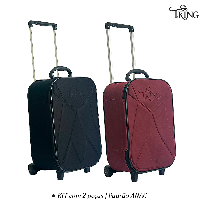 Mala de Viagem 10kg KIT com 2 Peças Padrão Resistente Promoção ANAC Rodinhas - T.King (2 peças)