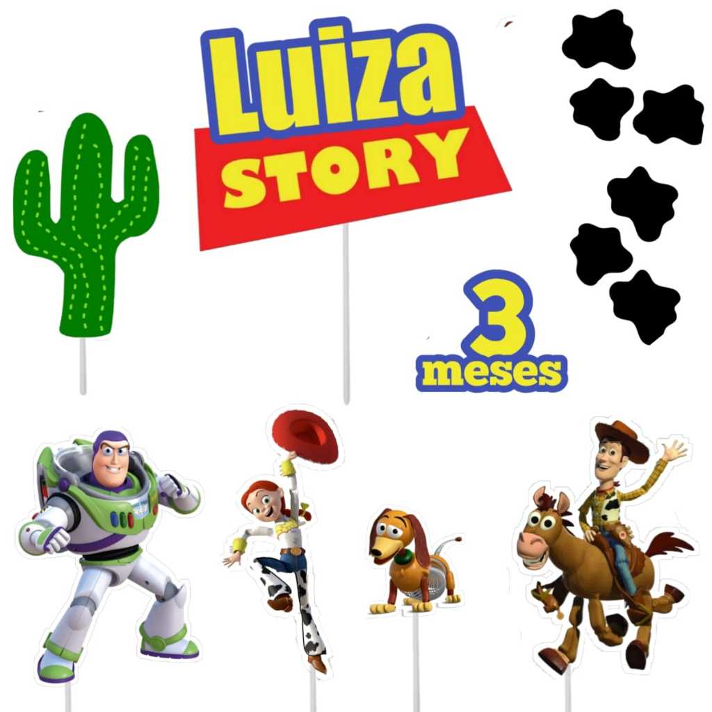 Topo Topper Decoração De Bolo Enfeite Toy Story em Oferta na Shopee