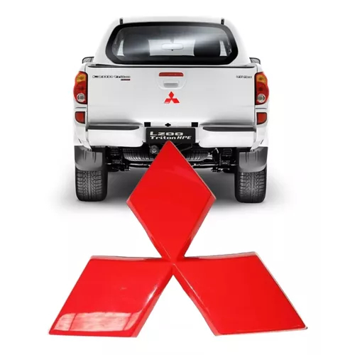 Emblema Mala Mitsubishi L200 Triton Pajero Vermelho 11x13cm
