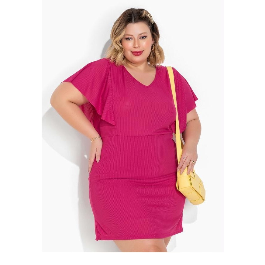 VESTIDO PINK BABADO PLUS SIZE