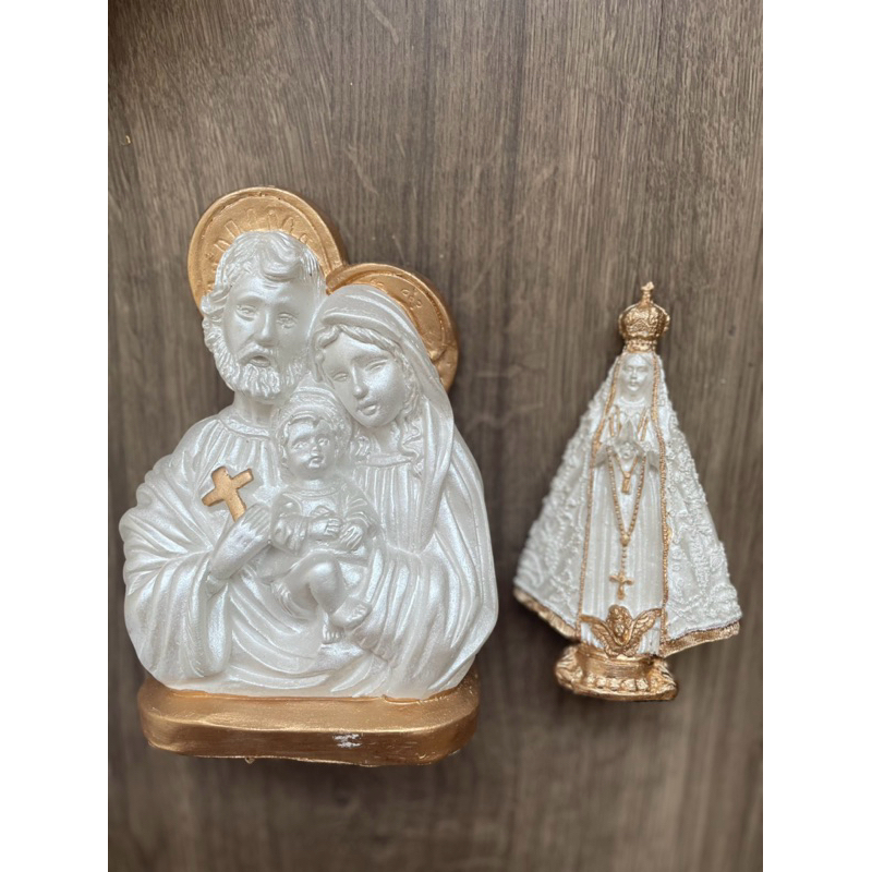Kit Sagrada Família e Nossa Senhora Aparecida Pintada ideal para artesanato