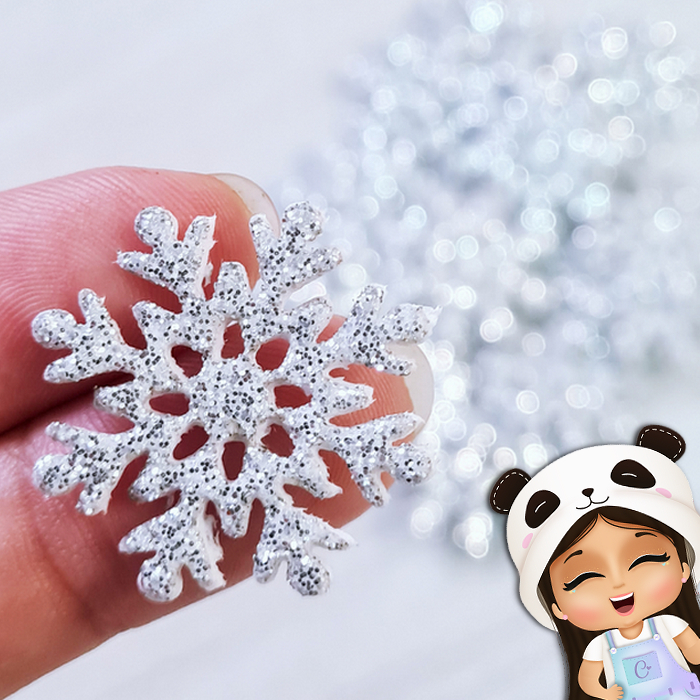 Floco de Neve EVA Glitter Prata ❄️ Recorte a Laser | Aplique Frozen Natal Inverno Artesanato Luxo