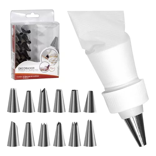 Bicos De Confeitar Bolos e Tortas Profissional De Inox 13 Peças em Oferta na Shopee