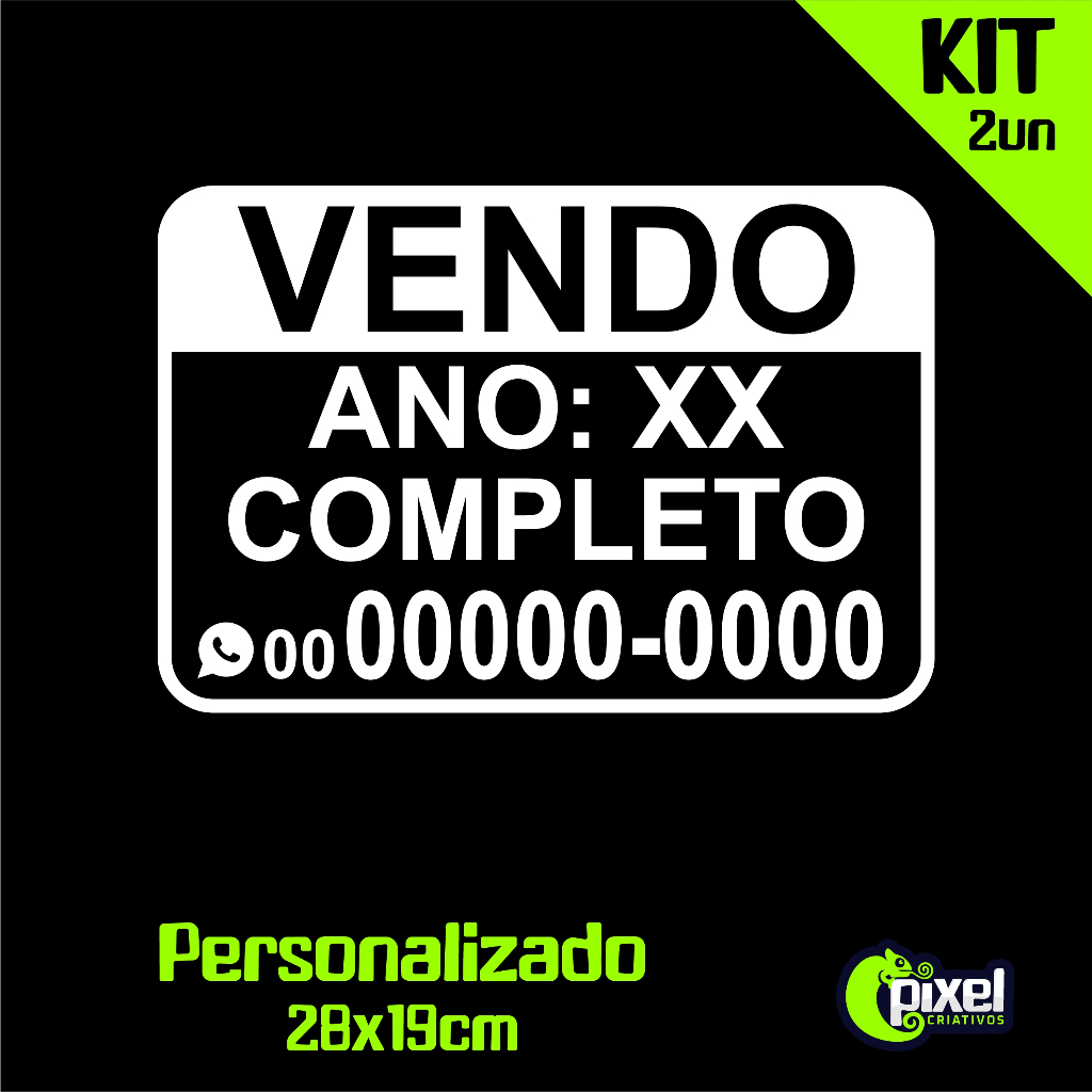 KIT 2 Adesivos Vendo, Vende-se, Plotter, Carro em Oferta na Shopee