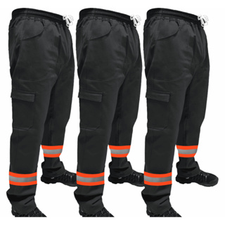 Kit C/ 3 Calça de Uniforme Metalúrgica Brim Profissional Reforçada Com Faixa Refletiva Laranja em Oferta na Shopee