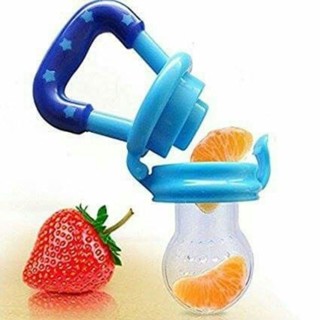 Chupeta Mordedor para Bebês de Silicone porta Frutas azul ou rosa