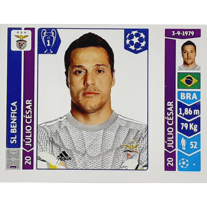 FIGURINHA ORIGINAL NUNCA COLADA JULIO CESAR SL BENFICA CHAMPIONS 2014-15 Nr 181 PANINI BRASIL