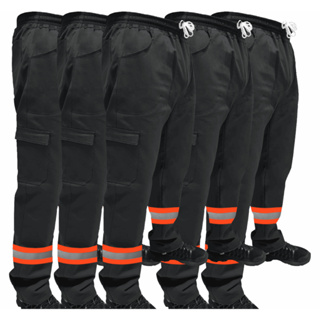 Kit C/ 5 Calça de Uniforme Serralheiro Brim Profissional Reforçada Com Faixa Refletiva Laranja em Oferta na Shopee