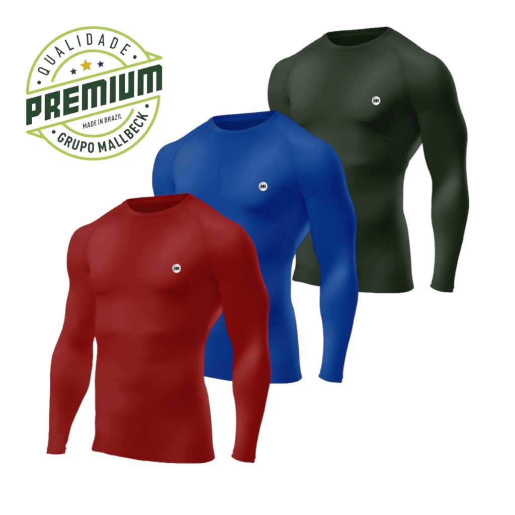 Kit 2 Camisas Uv Segunda Pele Masculina Proteção Solar Manga Longa