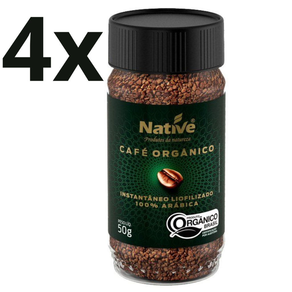 Kit 04 Café Orgânico Native Liofilizado Instantâneo 4x50g