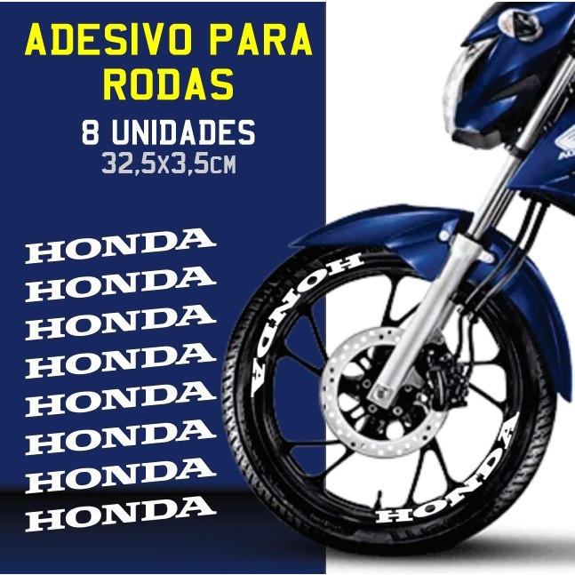 Kit 8 Adesivos Escrita Aro Moto Roda Honda Decoração