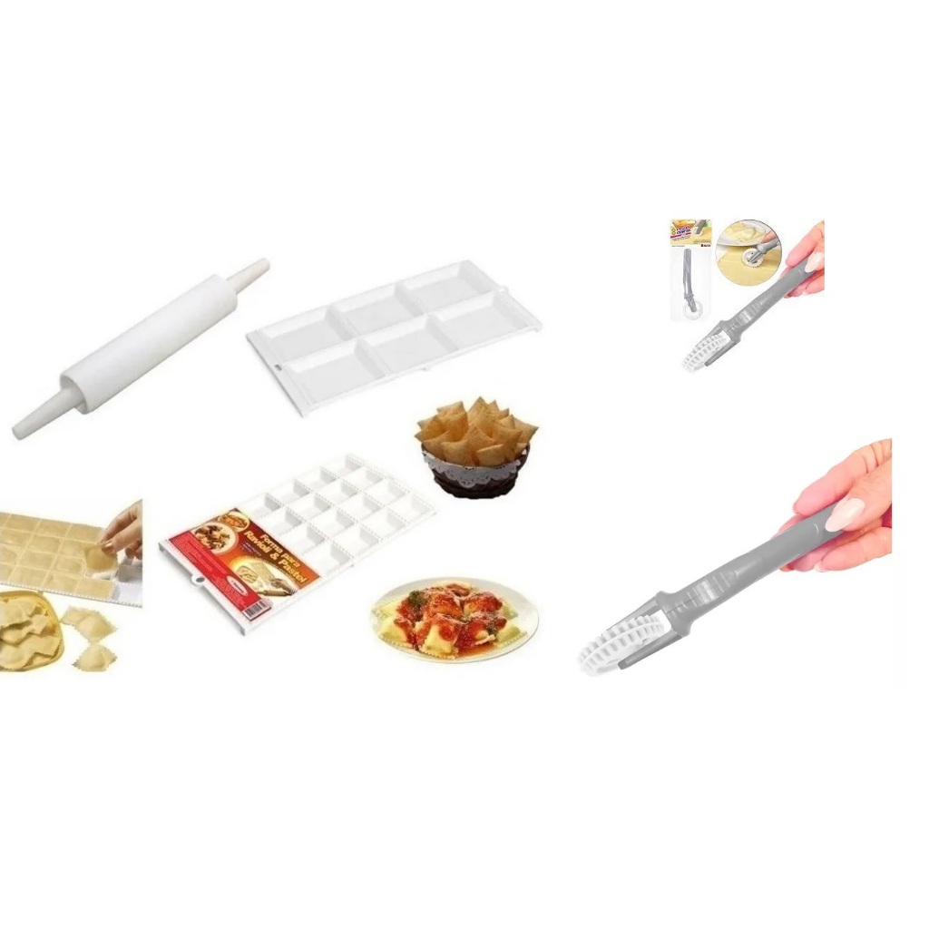 Kit fabricar massas Carretilha Formas Para Pastéis E Mini Ravióli 1 de 6 Cavidades 1 de 24 Cavidades Rolo massa