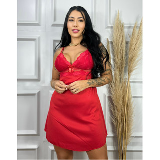 Camisola Sem Bojo Lingerie Pijama Dormir Vestido Renda Moda Intima Linha Noite Verão