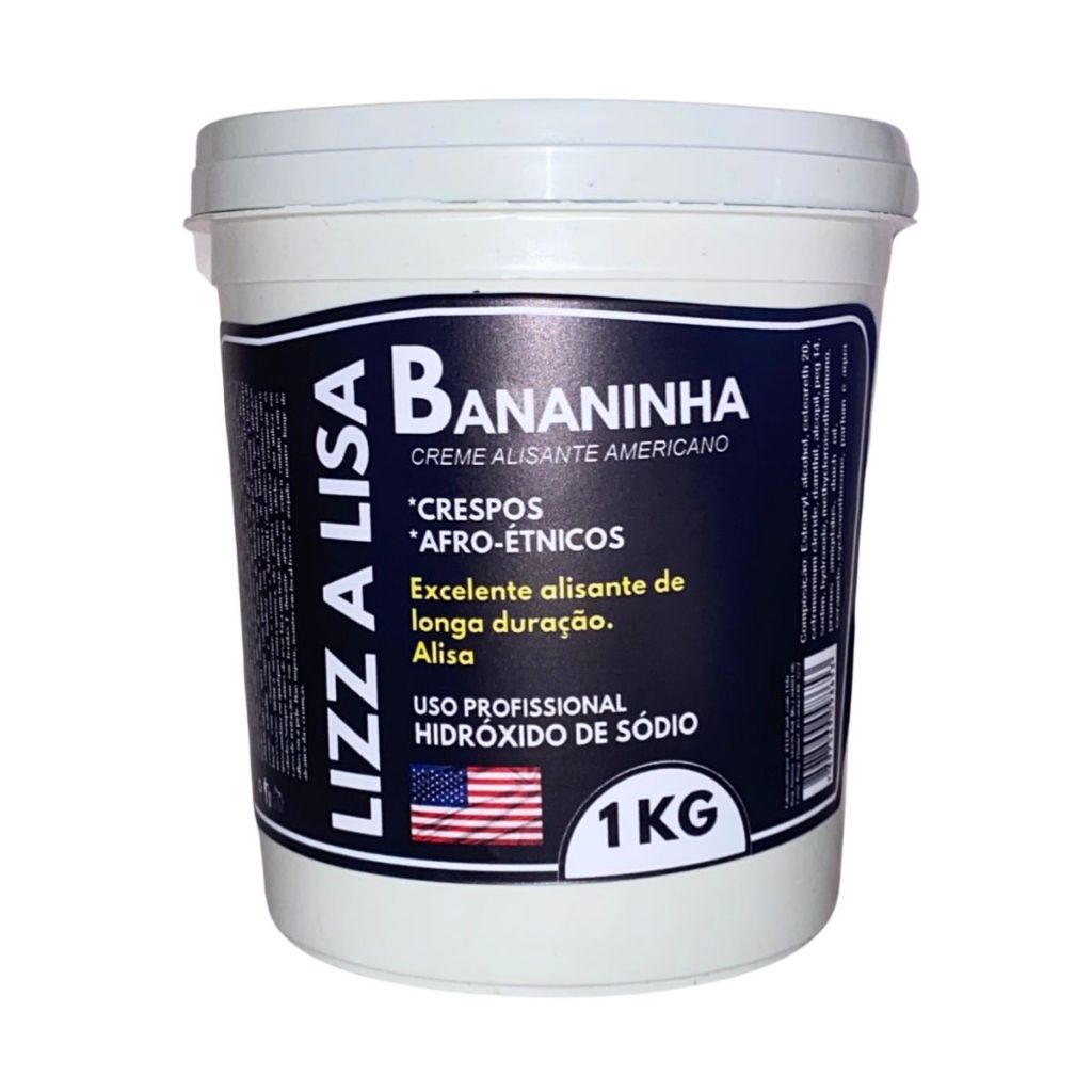 creme alisante americano masculino bananinha lizz alisa cabelos crespos em 3 minutos 1kg em Oferta na Shopee