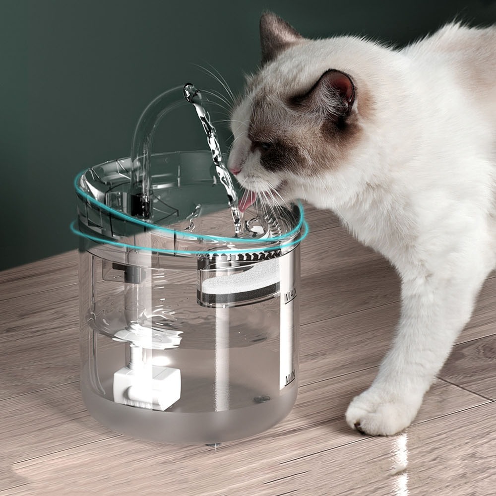 Dispensador de água para gatos com elemento de filtro dispensador automático de água para animais de estimação sensor automático para cães bebedouro de água para gatos 2L dispensador de água para animais de estimação