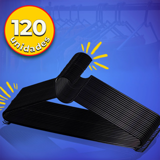 Conjunto Com 120 Cabides Reforçados Adulto cor Preto em Oferta na Shopee
